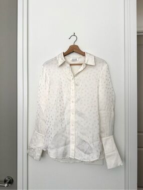 ANINE BING • amanda polka dot ivory button up blouse